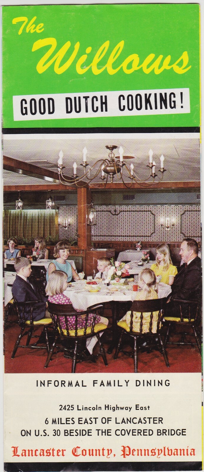 c1970 The Willows Motel & Restaurant Lancaster Pennsylvania Brochure 