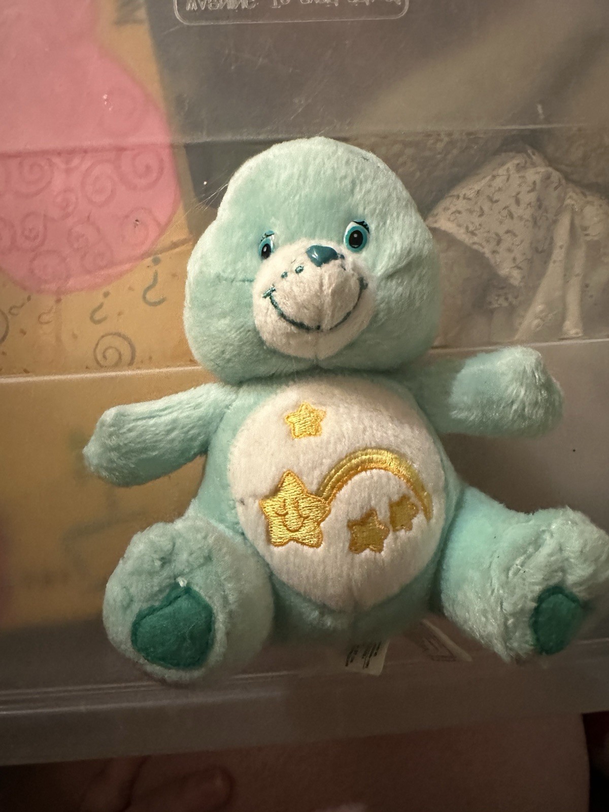 Nanco Care Bears Wish Bear Shooting Star 9” 2003 Teal Stuffed Plush Animal Toy