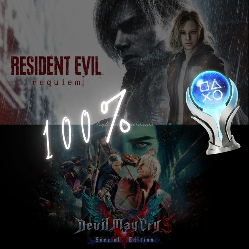 RESIDENT EVIL REQUIEM + DEVIL MAY CRY 5 SE PS4/PS5 Platinum Trophy Service LEGIT