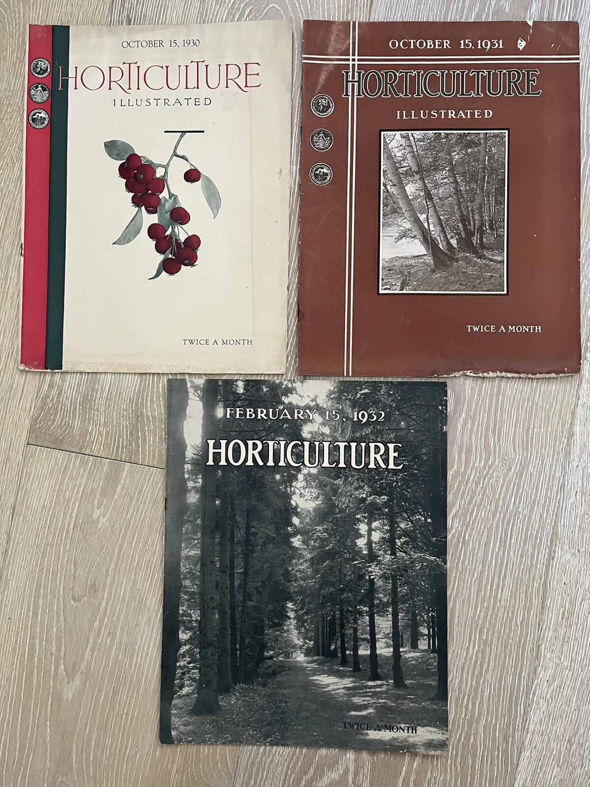 3 Vintage Horticulture Illustrated Magazines Lot  1930 1931 1932 /Ephemera Paper