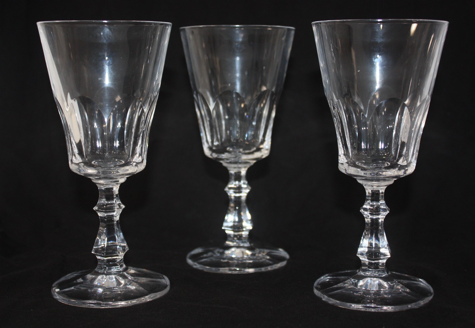 3 Royal Crystal Rock Victoria Wine Glasses