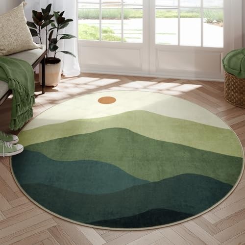 6ft Round Rugs for Living Room,Soft Washable Non-Slip Large Circle Rug,Chic 