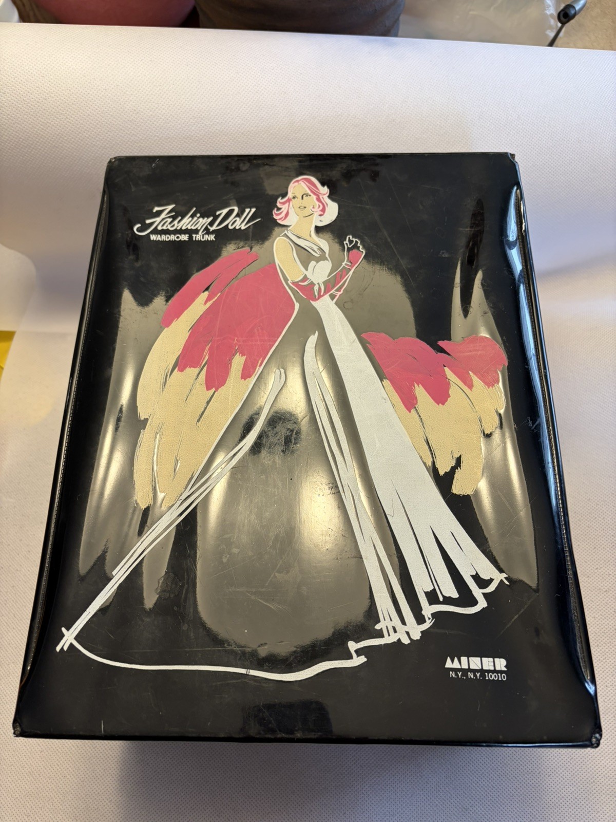 Vintage  Fashion Doll Wardrobe Trunk Doll Storage Carrying Case, black