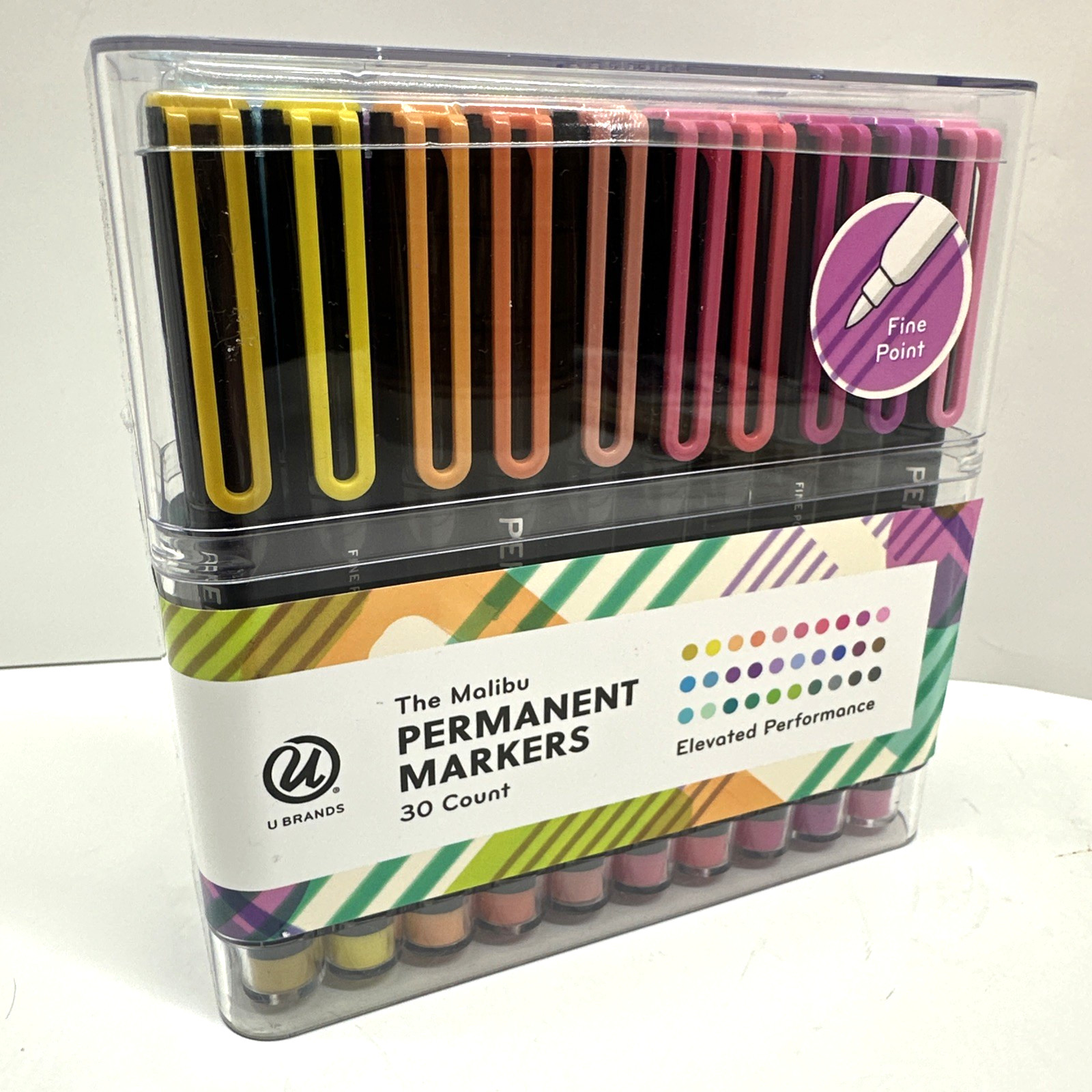 U Brands Malibu Permanent Markers Set Case Fine Point Assorted Colors Non-Toxic