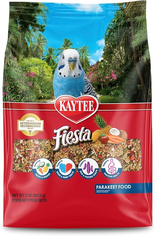 Kaytee Fiesta Parakeet Food, Nutritious and Fun Blend, Supports Skin, Feather, D