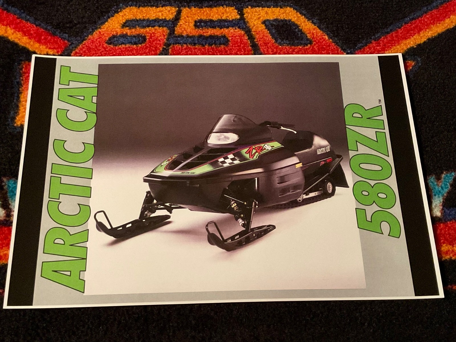 🏁 ‘93 ARCTIC CAT ZR 580 Snowmobile Poster vintage sled ⚫️🟢🔴 🏁
