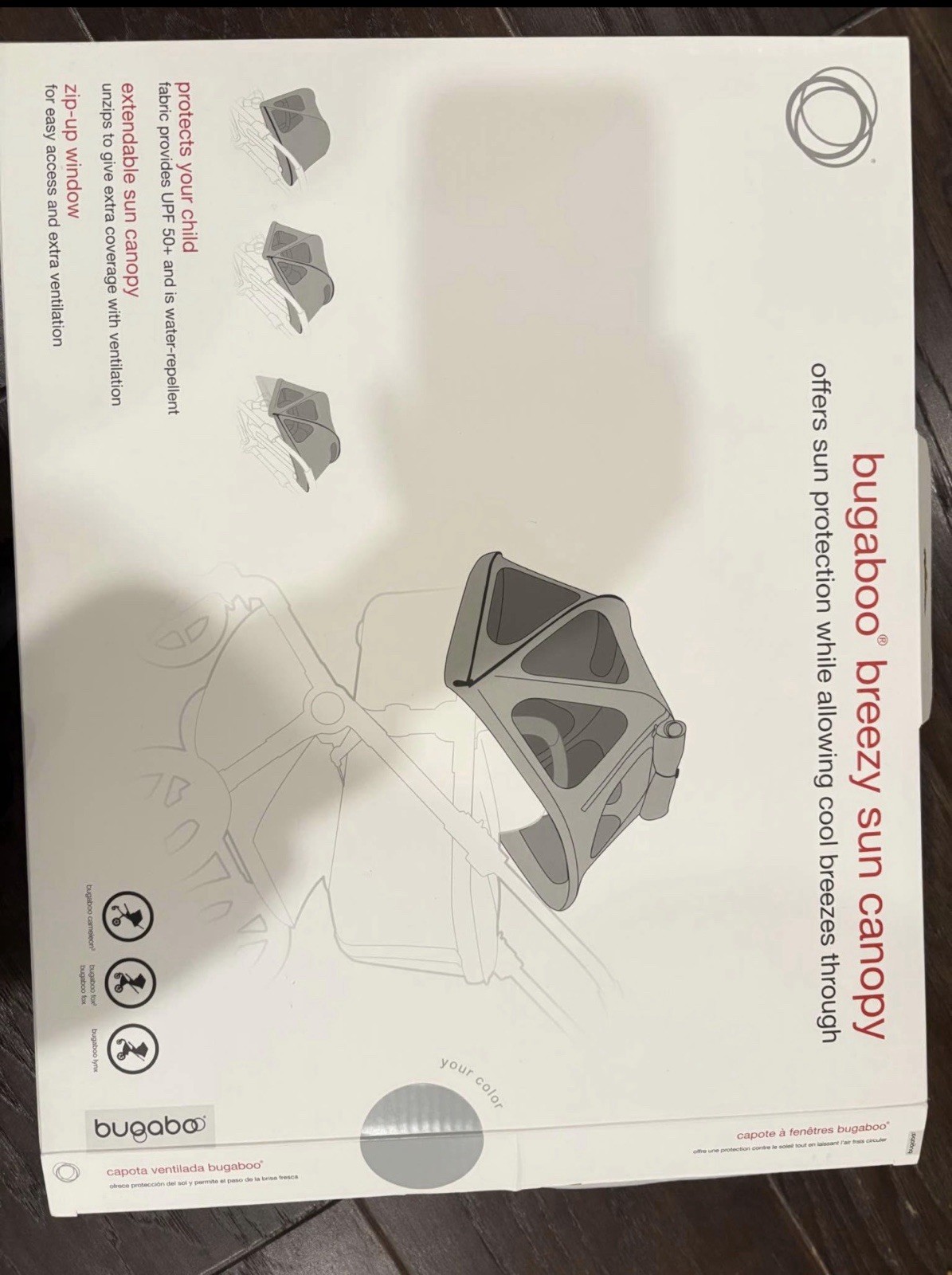 Bugaboo Bee Breezy Sun Canopy Stroller Accessory Misty Grey