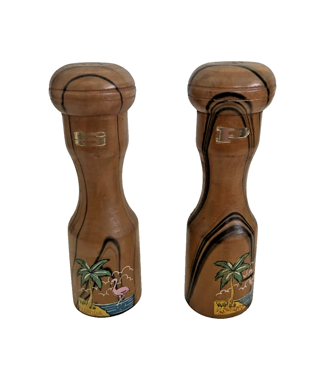VTG 1960's Florida Souvenir Wood Salt & Pepper Shakers (never used)