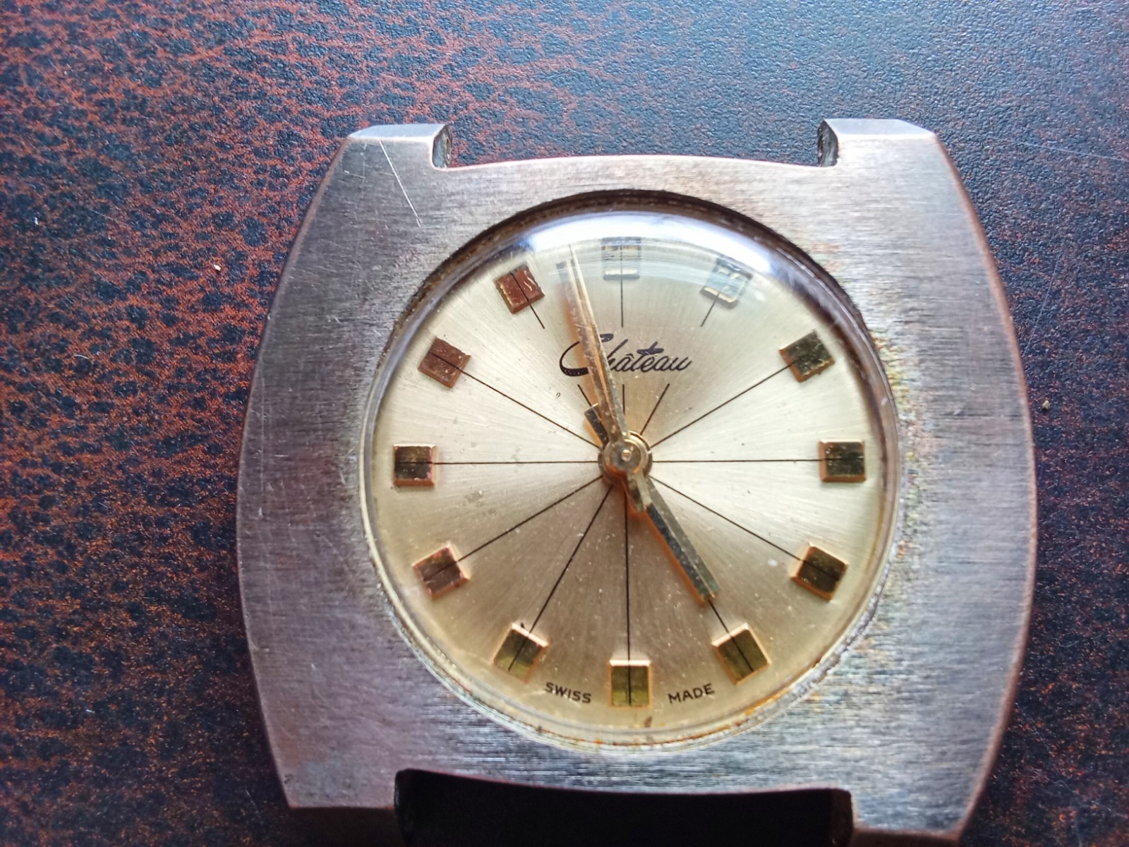 Vintage Chateau Watch Swiss 1 Jewel For Parts Or Repair 70s TV Dial