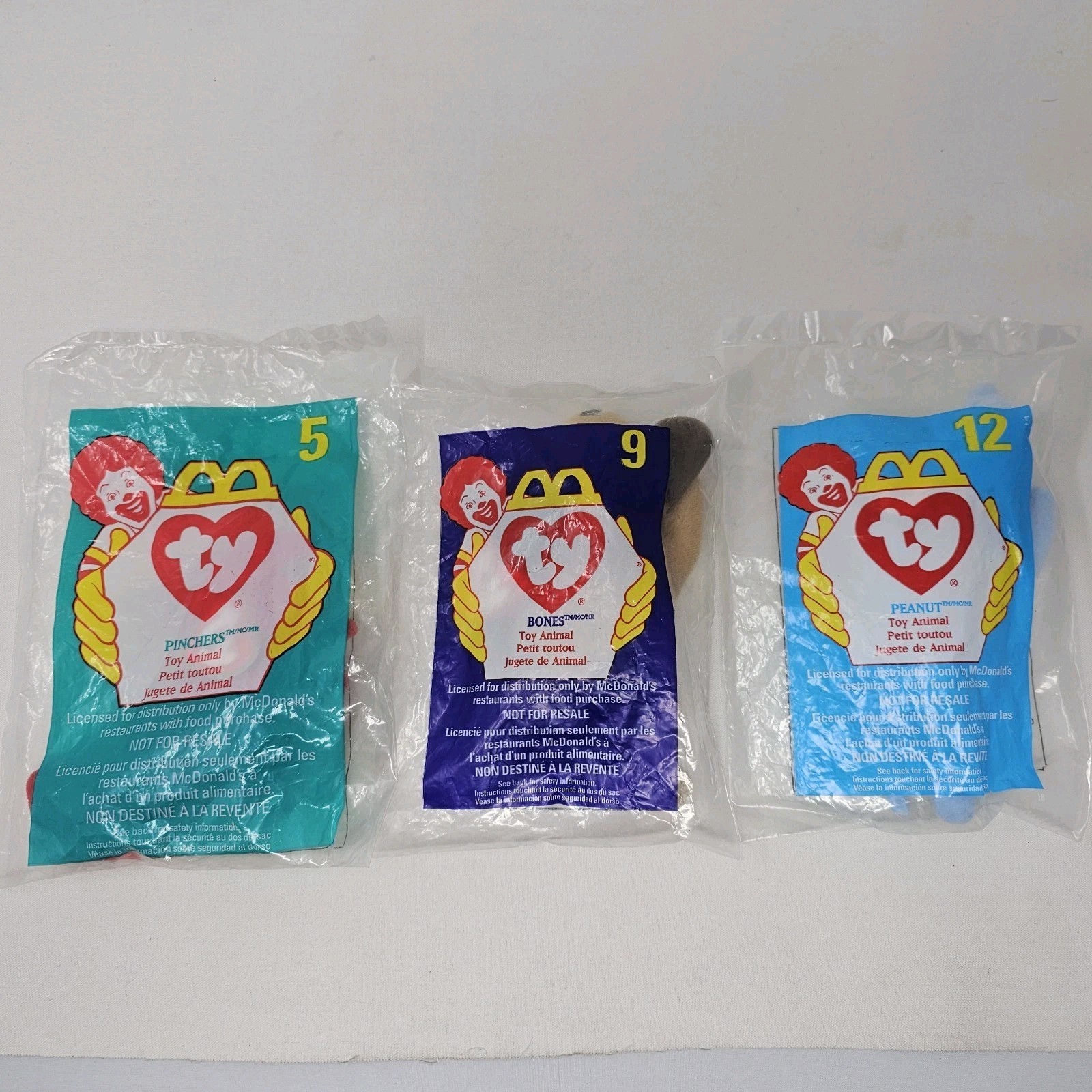 1998 TY Teenie Beanie Babies (Bundle Of 3) #5 #9 #12 McDonalds Happy Meal Toy