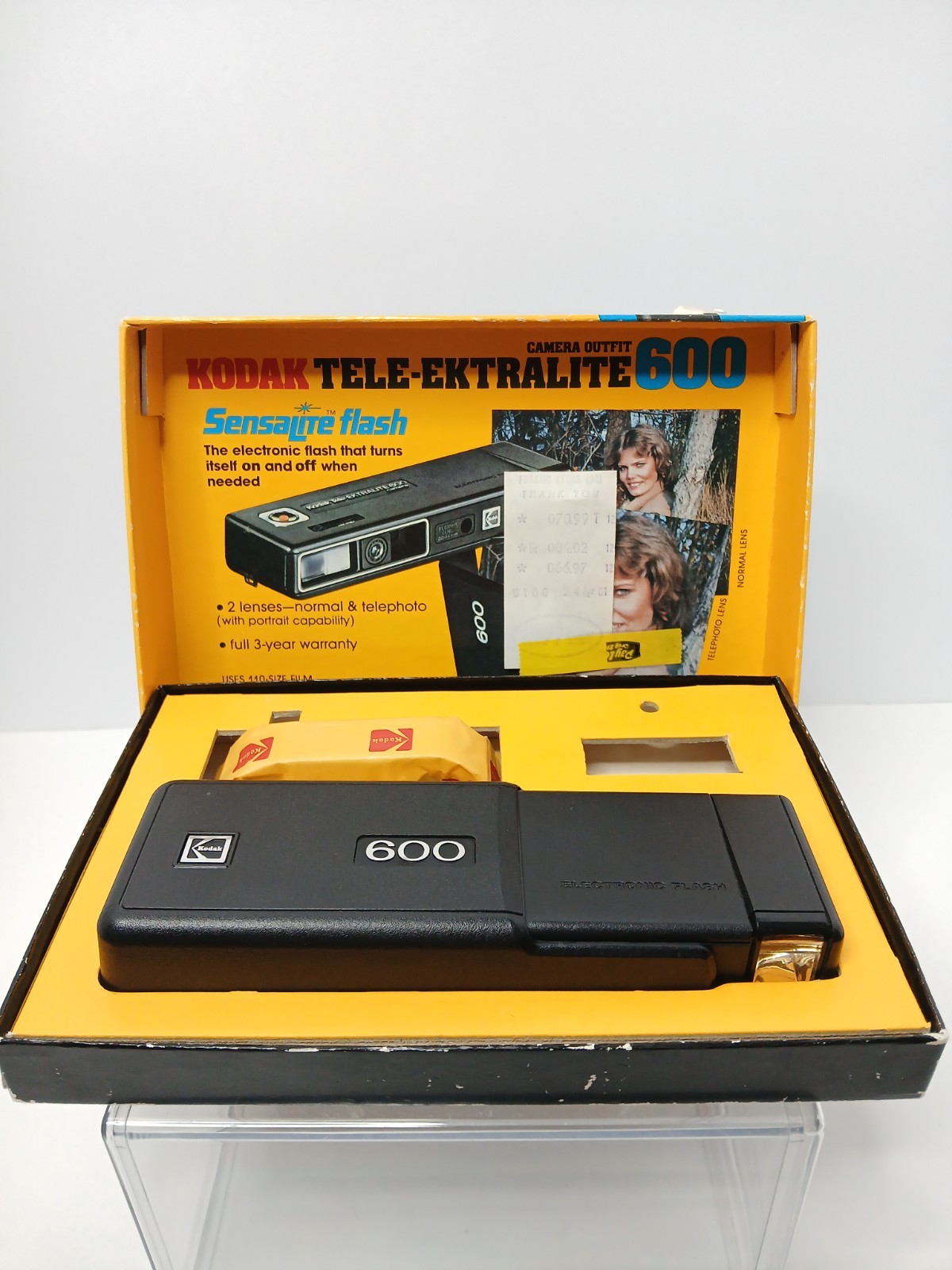 Kodak Tele-Ektralite 600 110 Film Pocket Camera with Original Box Tested Works