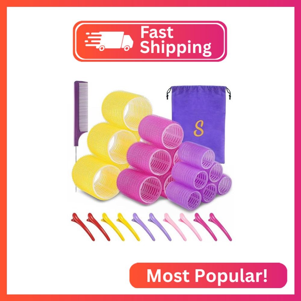 Self grip hair roller set,Hair roller set 18 pcs,Hair rollers with hair roller c
