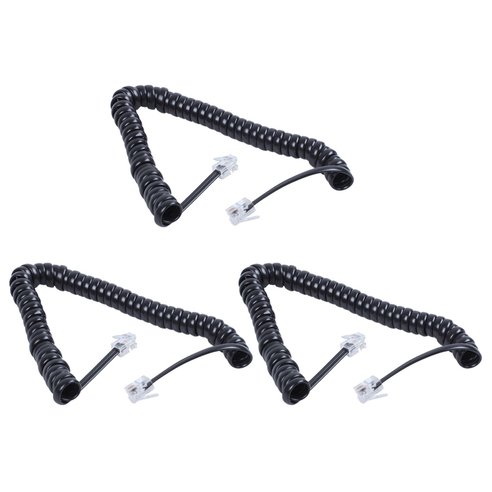3X Replacement RJ9 4P4C Plug Coiled Stretchy Telephone Handsets Cable Line4891