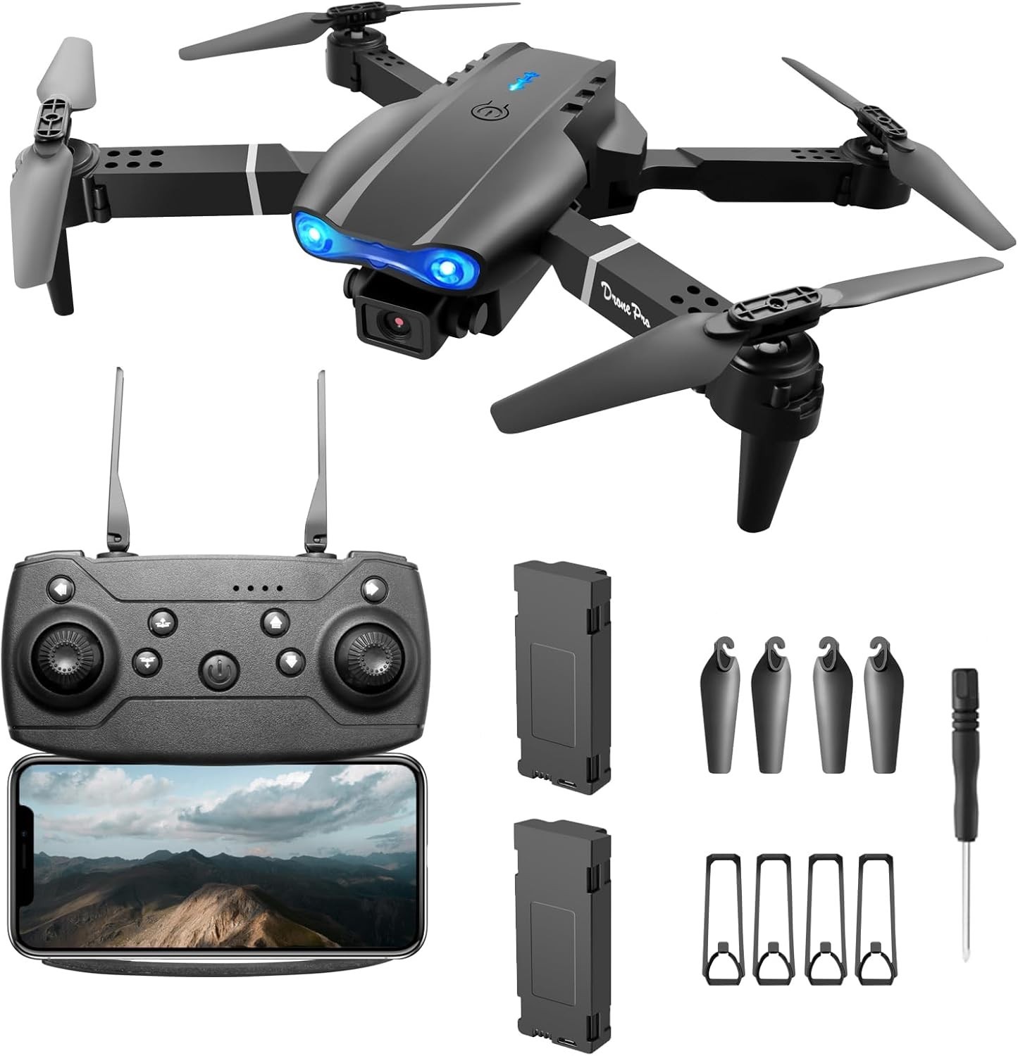 FPV Drone with 1080P Dual HD Cameras Upgraded Version RC Quadcopter for Adults,