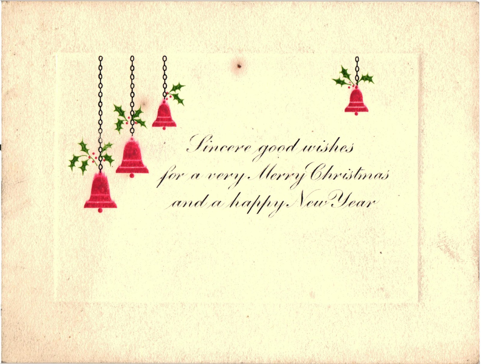 Sincere Good Wishes for a Very Merry Christmas Greeting Card Antique