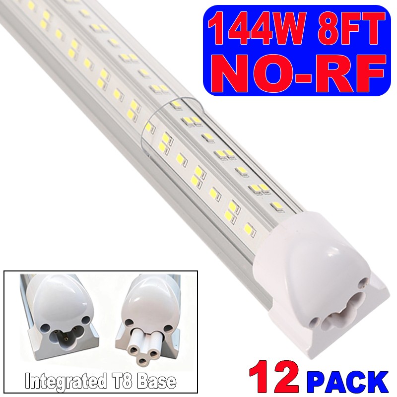 12 PACK 8FT 144W Led Tube Light T8 Integrated 4Row 8 Foot LED Shop Light NO-RF