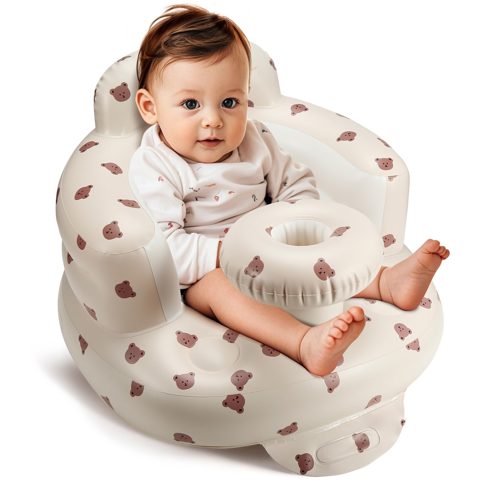 Inflatable Baby Seat for 3-36 Months, Back Support, Built-in Air Pump, Learni...