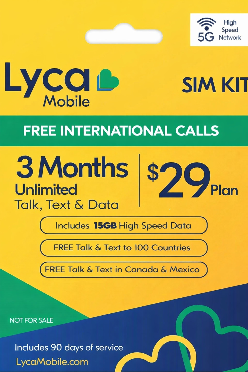 Lyca Mobile SIM Kit 3 Months $29 Plan Unlimited Talk Text Data 15GB/Month 5G