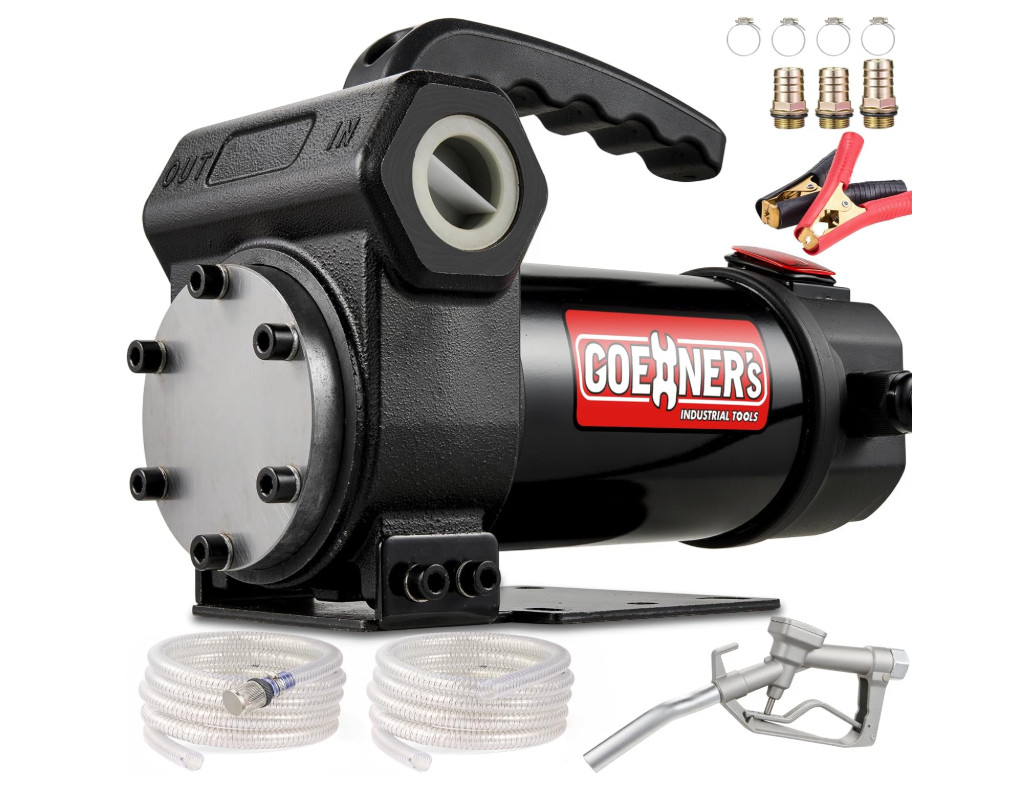 12V DC Fuel Transfer Pump Kit 15GPM - High Flow Diesel Transfer Pump with Self-P