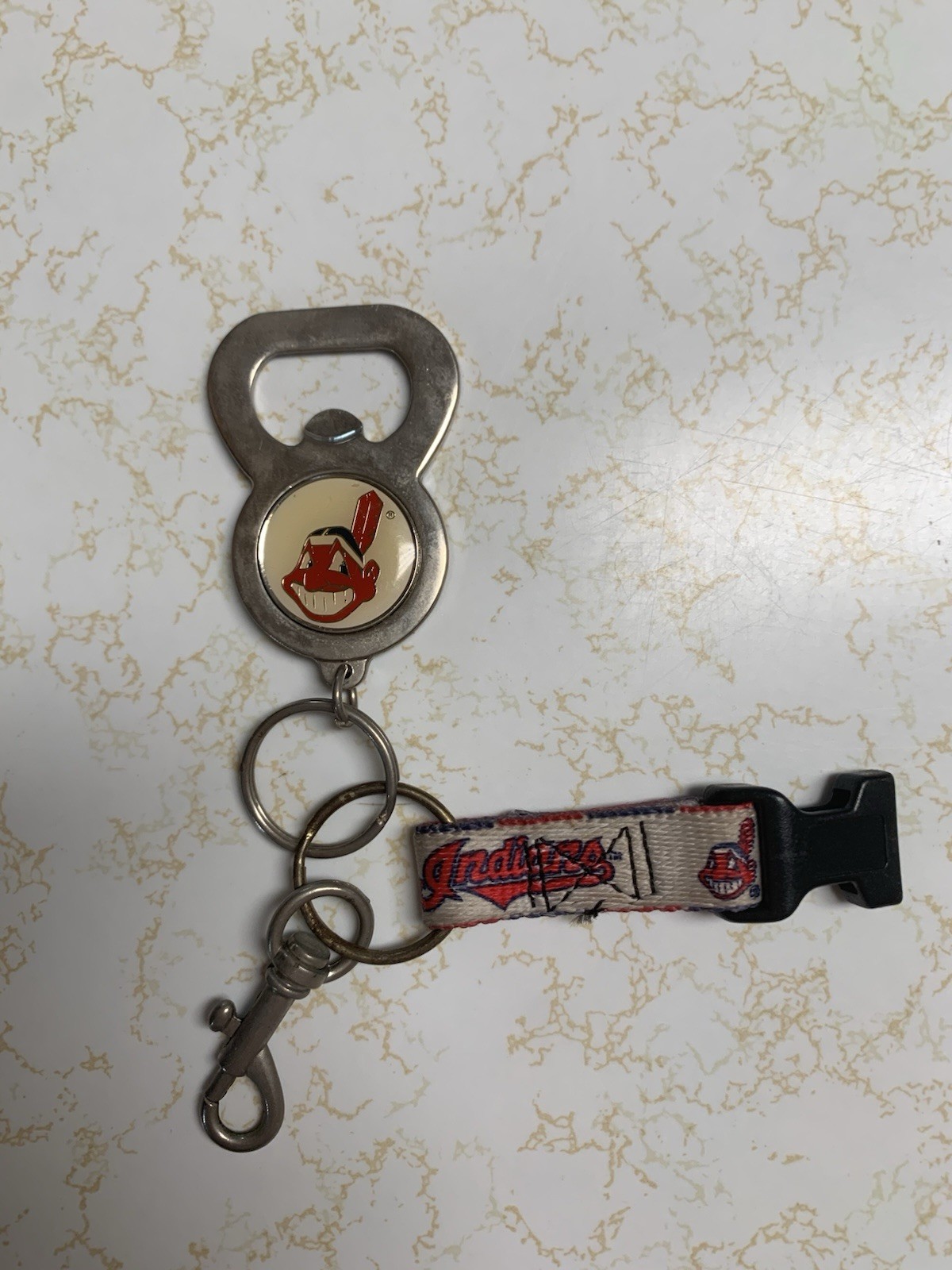 Vintage 1999 MLB Cleveland Indians Chief Wahoo Bottle Opener Keychain Key Ring