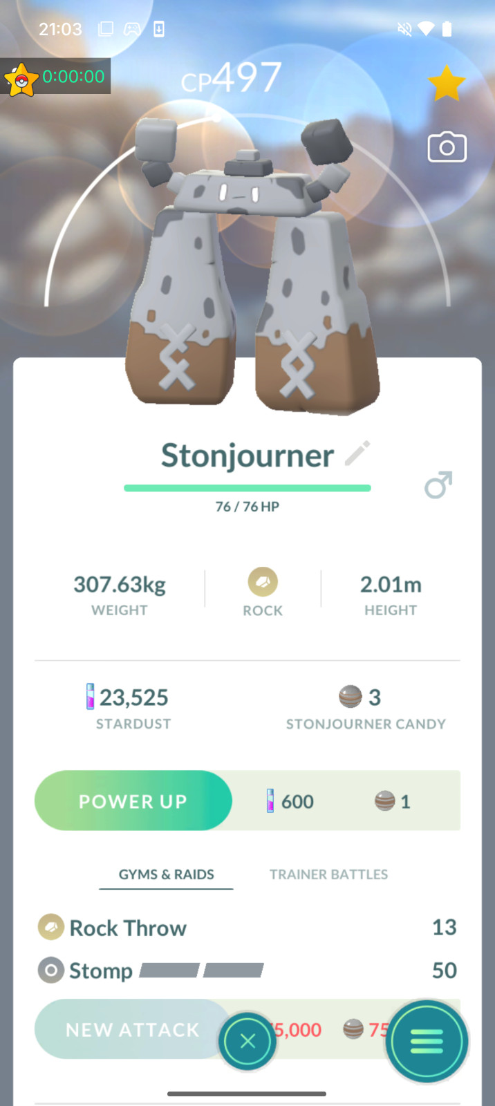 Pokemon Go PTC -Regional Non Shiny Stonjourner- + 20k Stardust Tr@de