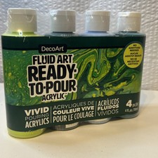 DecoArt Fluid Art Ready-To-Pour Acrylic Paint Set 4 x 4oz New Jungle