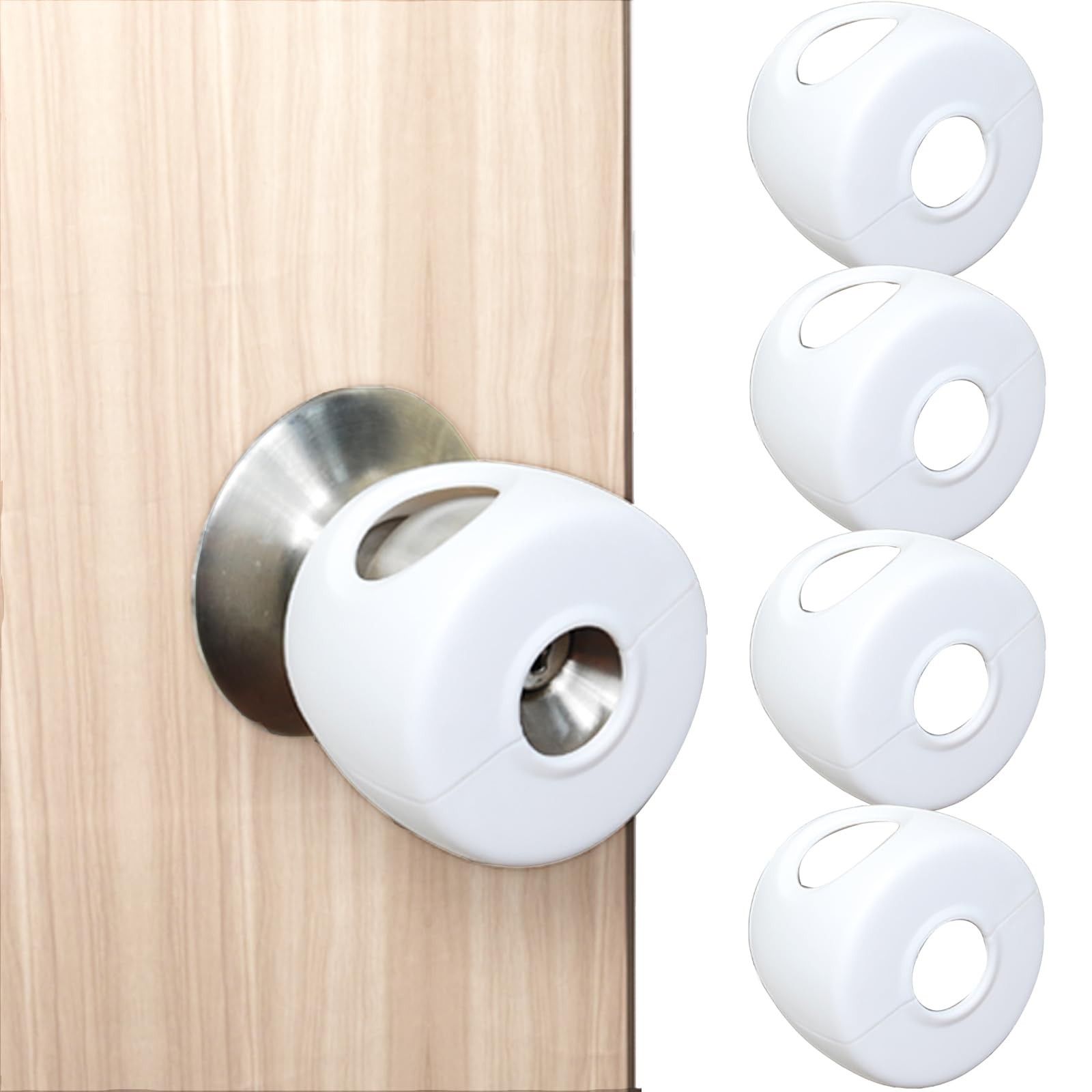 Child Proof Door Knob Covers, 4Pack Safety Cover for Kids, White 