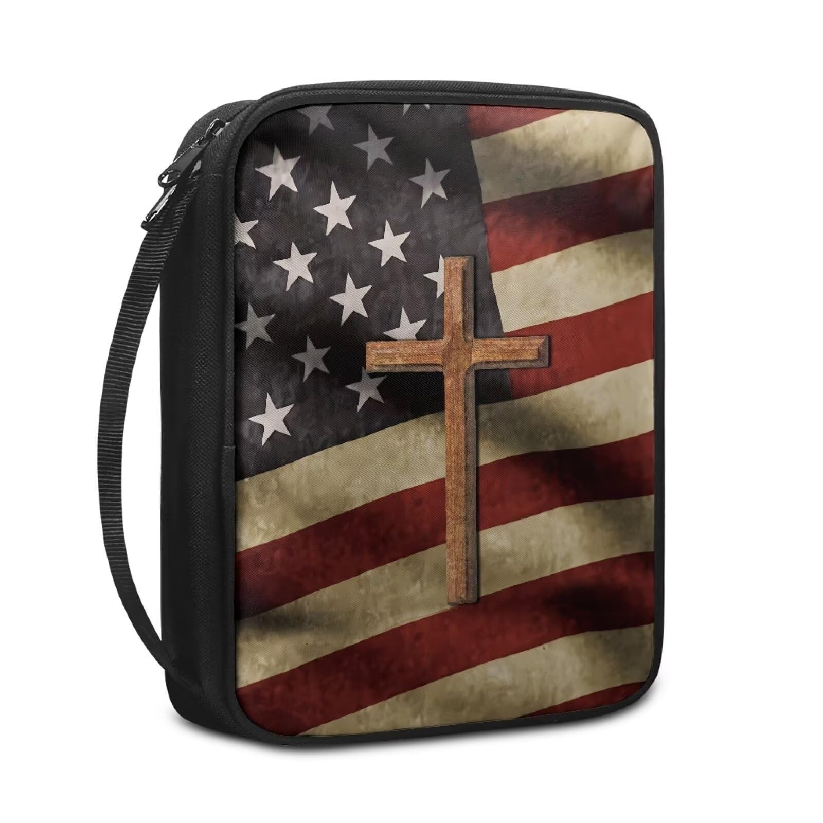 American Flag Cross Bible Covers for Man Multi-Functional Bible Carrying Case...