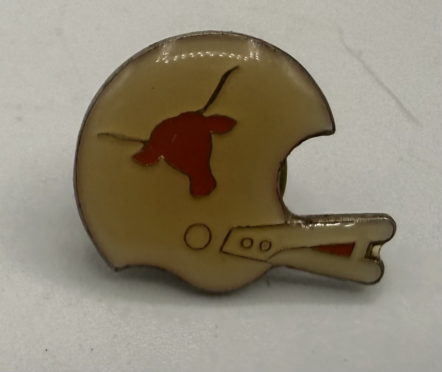 Vintage Texas Longhorns Football Helmet Pin Gold Tone Red Logo Rare Collectible
