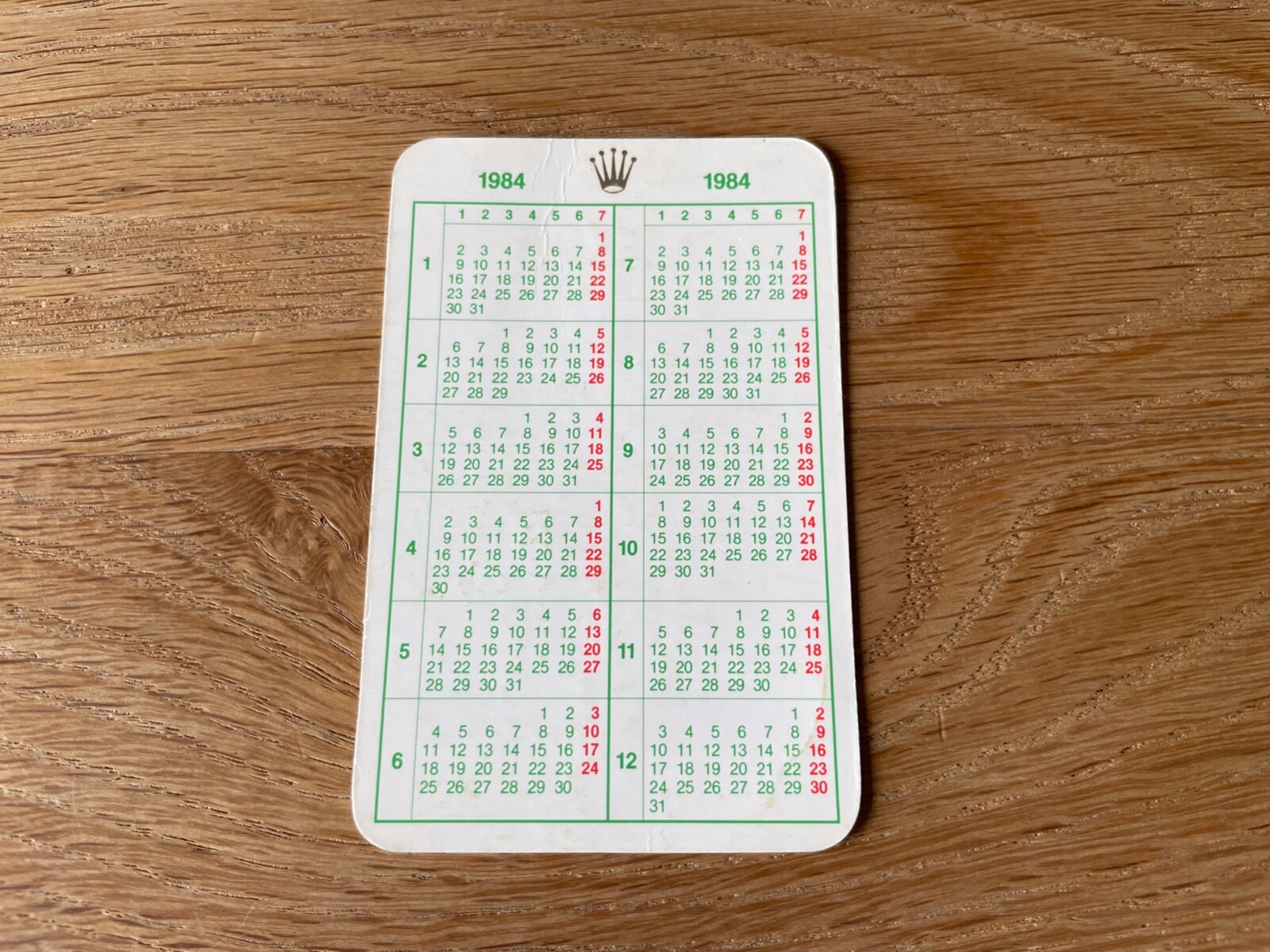 Rolex Calendar 1984 - Original Vintage Card - Watches Collectors