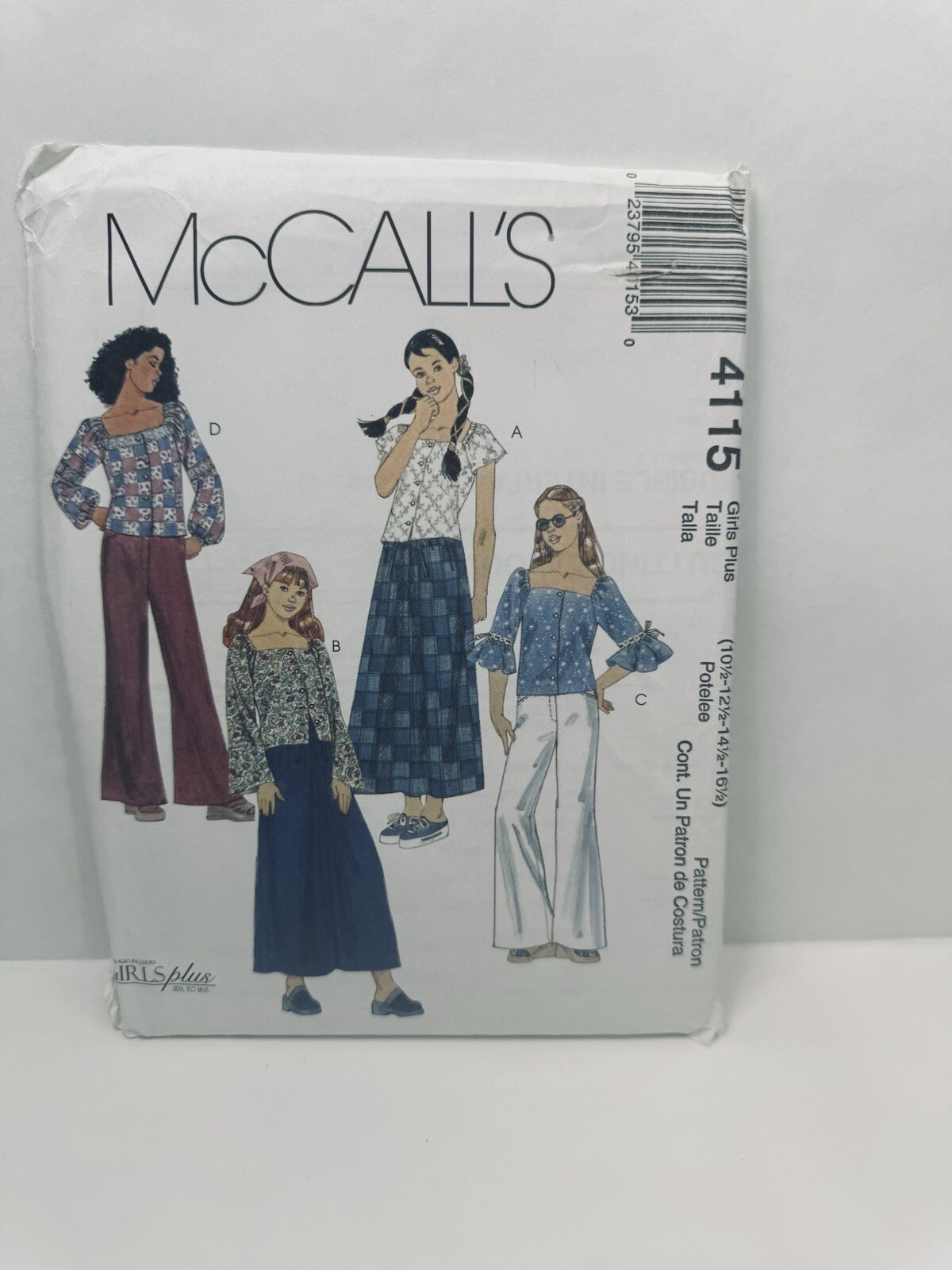 McCalls 4115 Girls Plus Tops Skirt Pants Pattern 10.5-16.5 *Uncut*