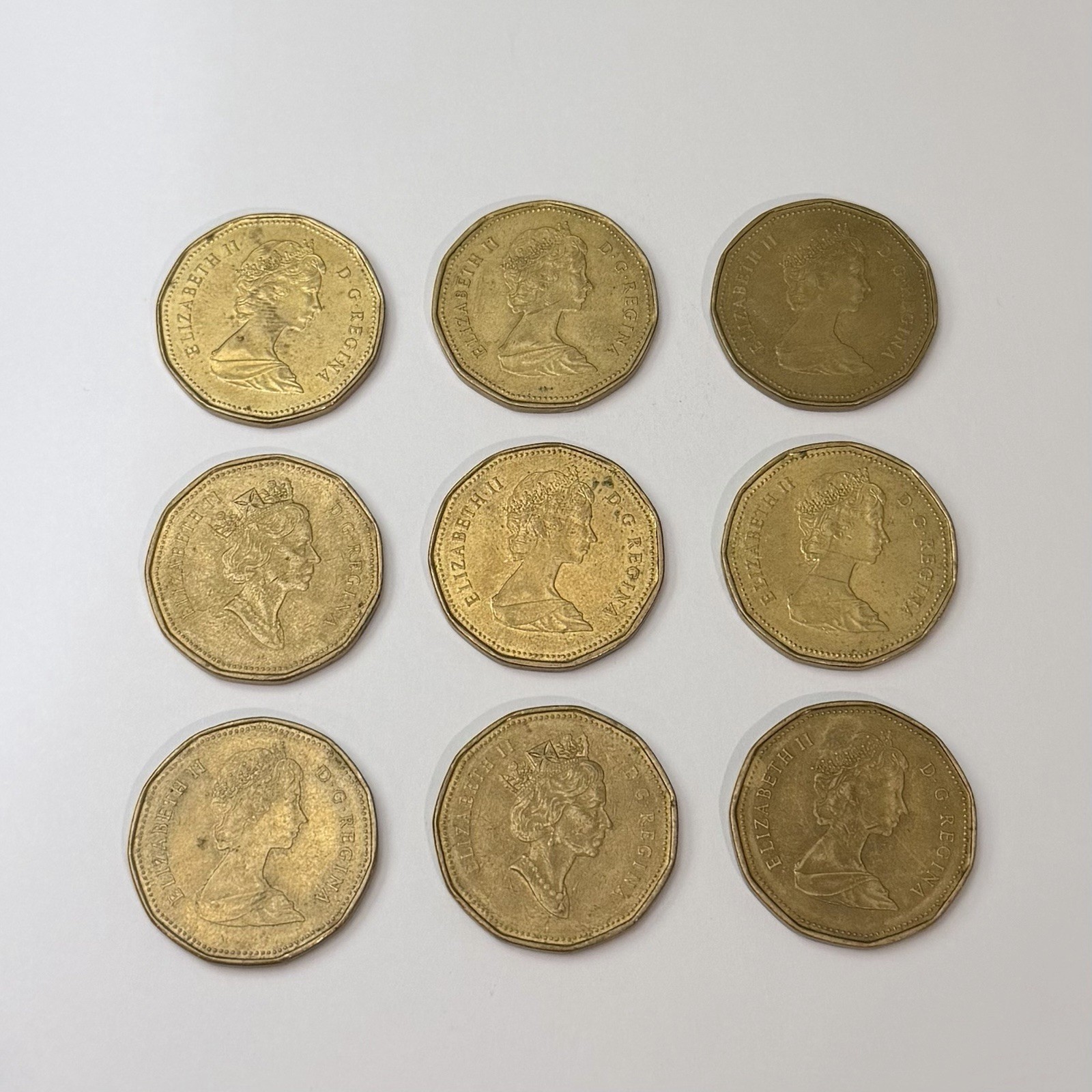 Canadian $1 Coins “Loonie” 1987-1990 Circulated Lot Uncertified Collection