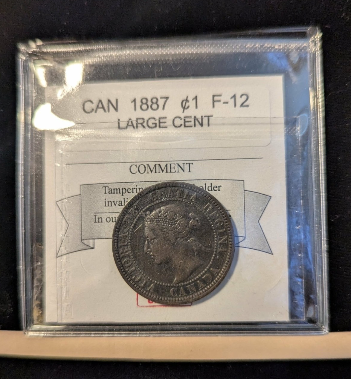 1887  Canada  Large One ¢1 Cent,  Coin Mart Graded**F-12**