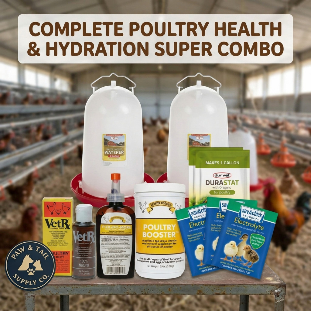 Complete Poultry Health Combo 3 Gal Drinkers Vitamins VetRx Pick-No-More