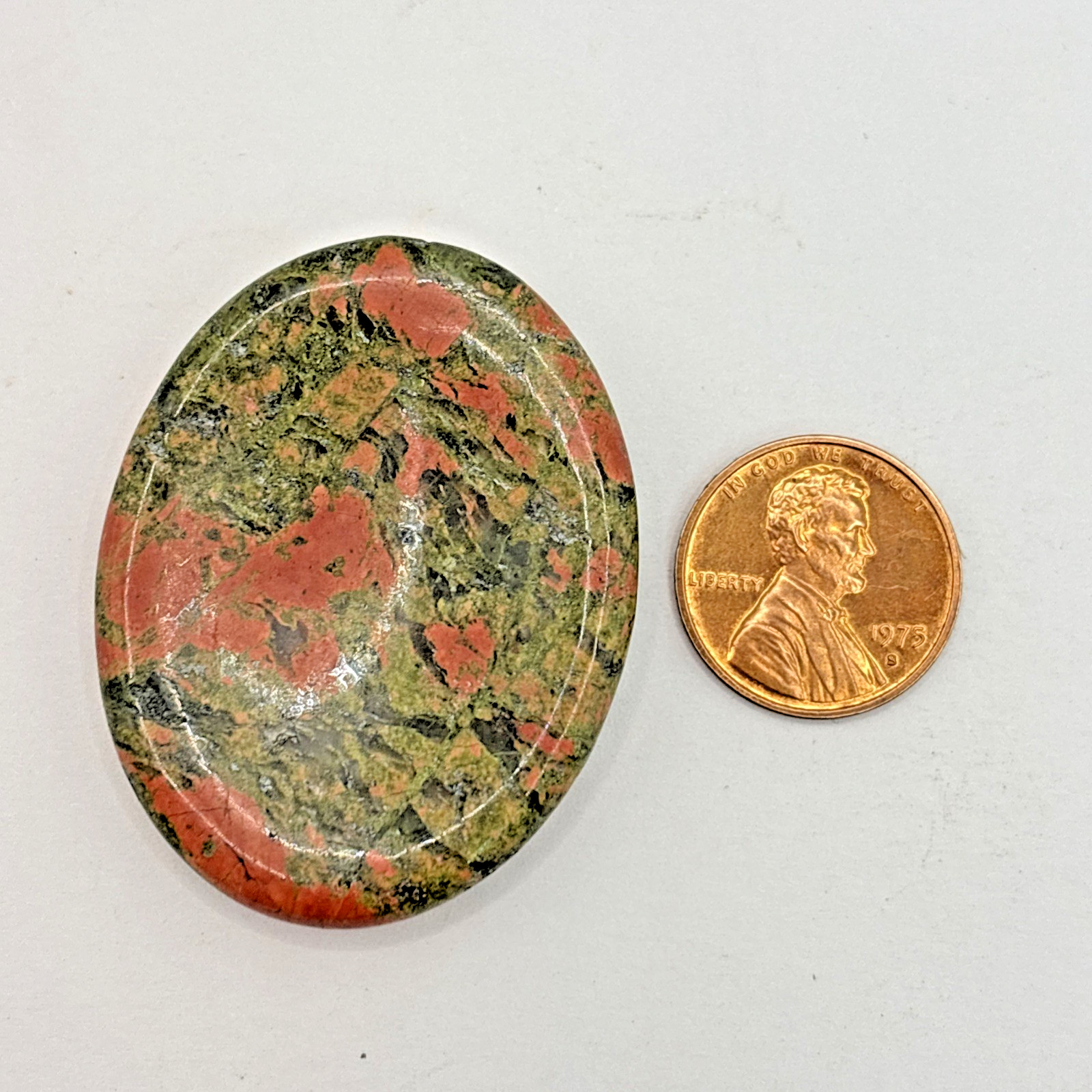 Natural Crystal Calming Worry Stone: UNAKITE (Crystal Healing Pocket Stone)