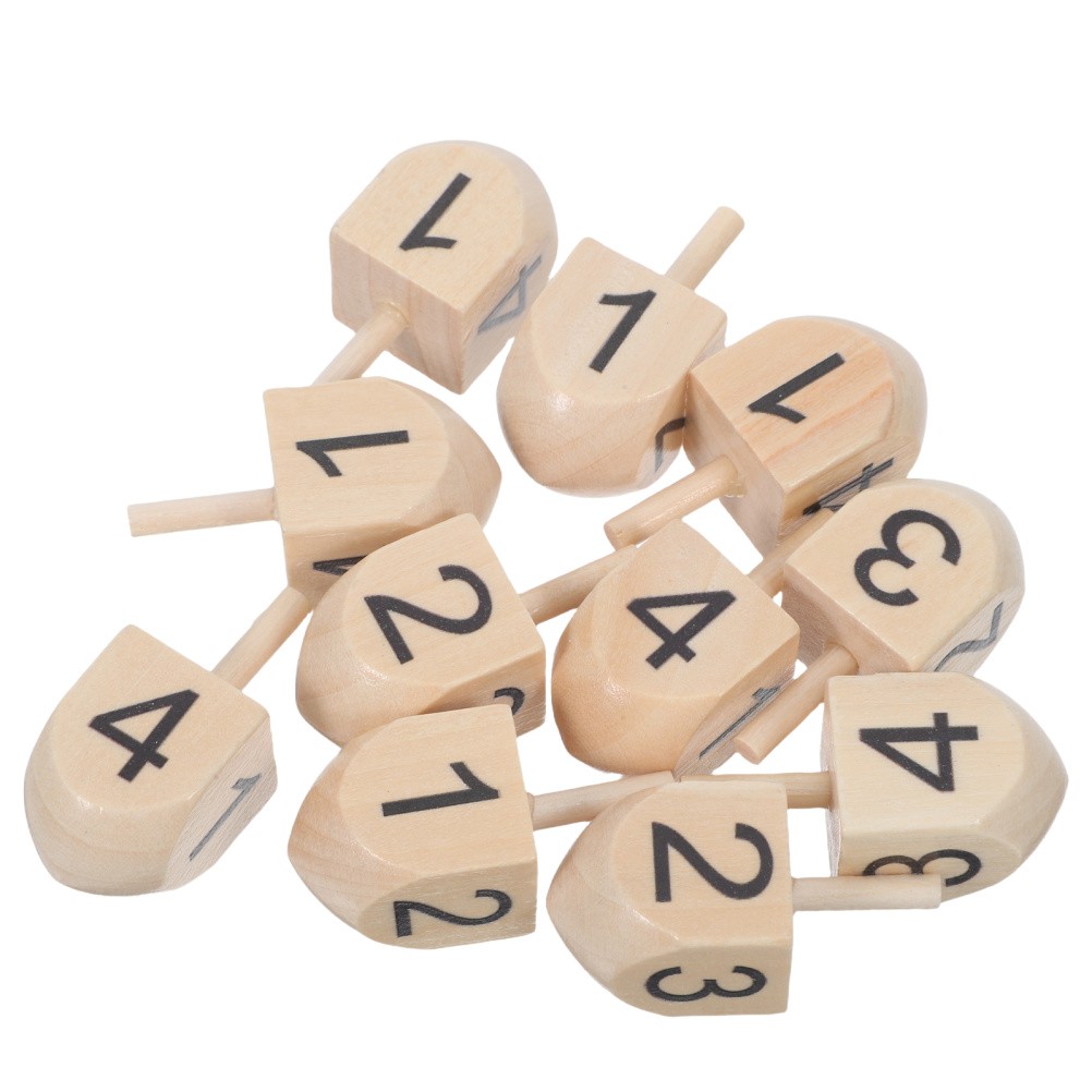  10 Pcs Festive Wooden Top Traditional Spinning Tops Bulk Dreidels for Hanukkah