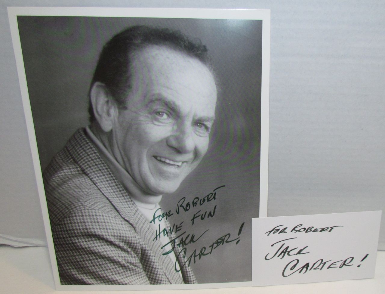 Jack Carter Signed Photo & Index Card, Legendary Comedian