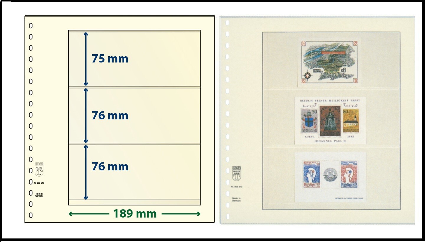 10 LINDNER 802310 T Blank Pages Blank Pages 3 Pockets 75/76/76x189mm