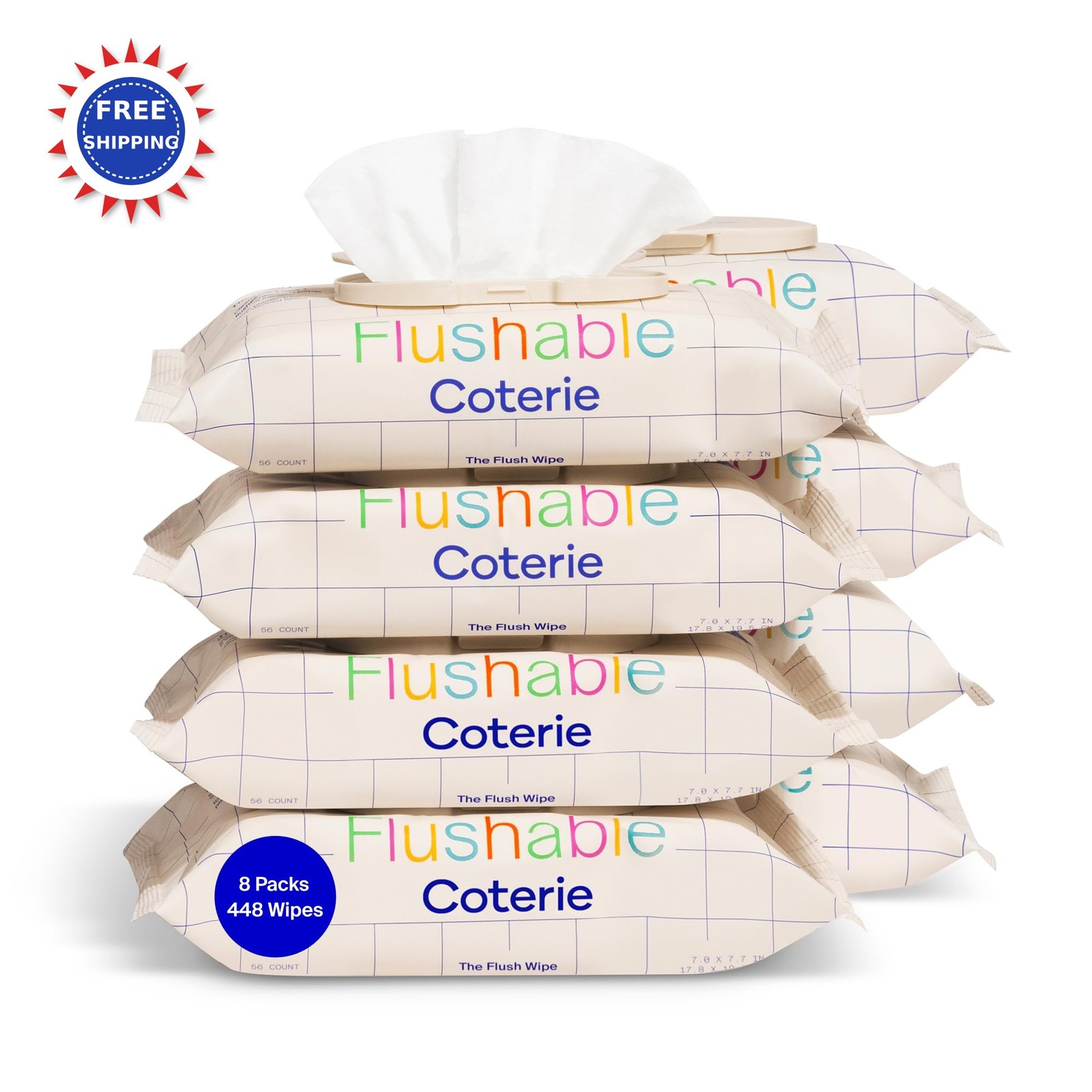 Flushable Wipes for Toddlers Sensitive Skin 8 Pack 448 Hypoallergenic Coterie