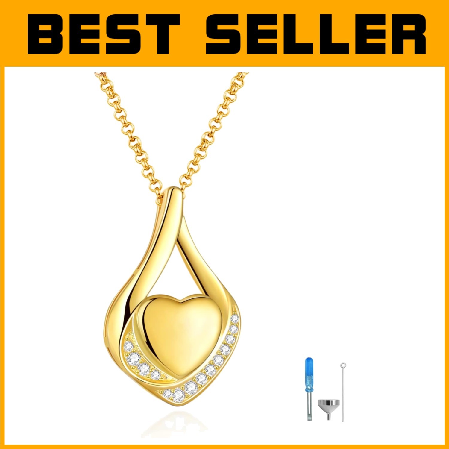 Heart Urn Necklace for Ashes - Sterling Silver