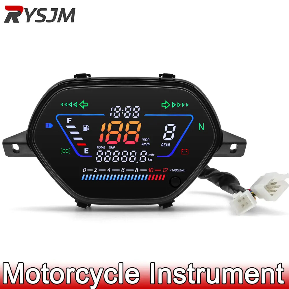 Digital Meter Speedometer Motorcycl Tachometer LCD Odometer Electronic Dashboard