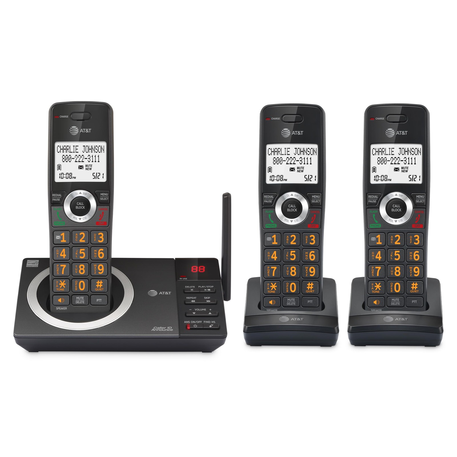 AT&T 3 Handsets DECT 6.0 Cordless Home Phone Answering Machine Caller ID CL82318