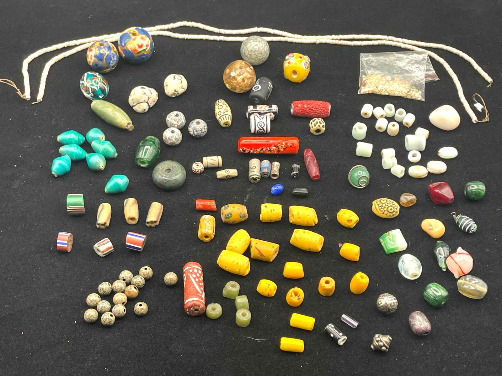Lot  assorted collection of Trade Beads Antique,  Glass Beads, Ceramic Beads
