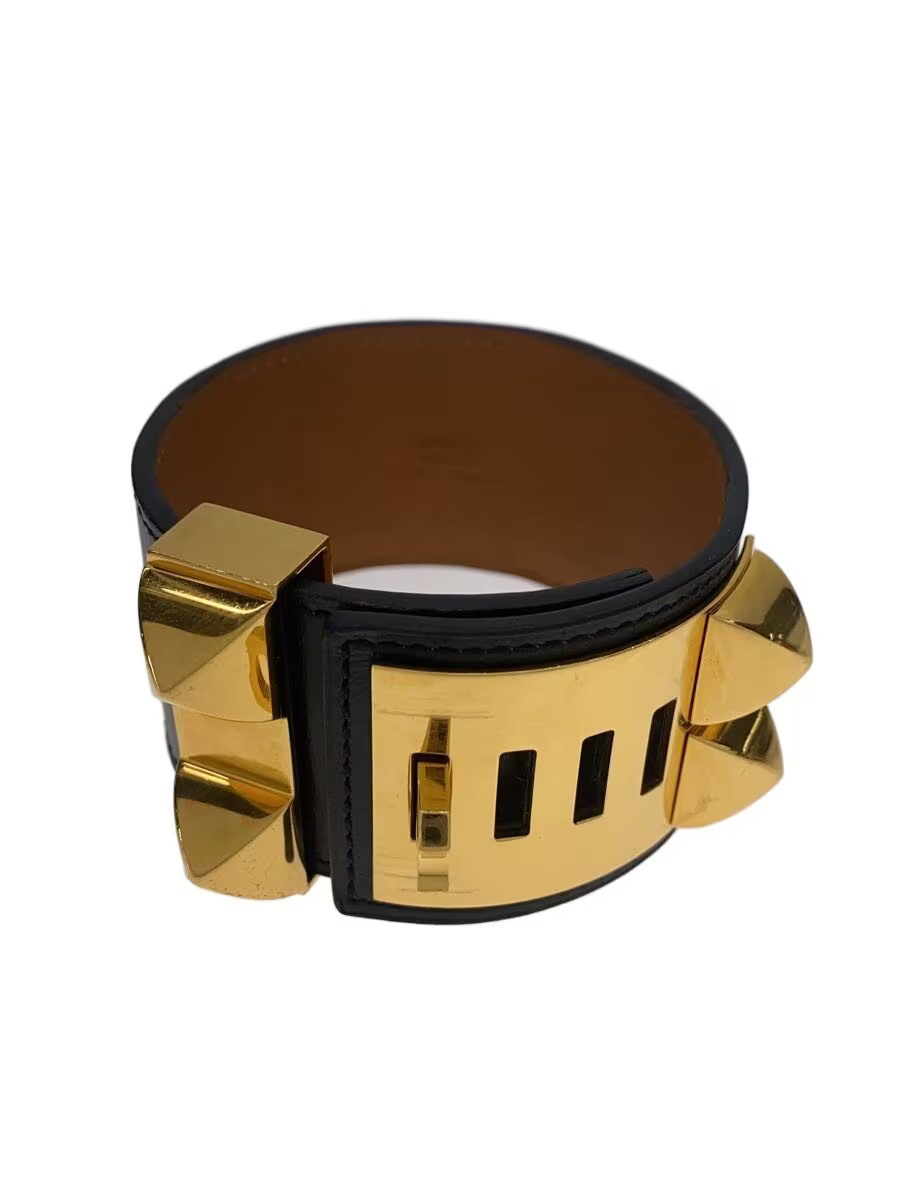 Hermes Bracelet Leather Blk Ladies L M1s01