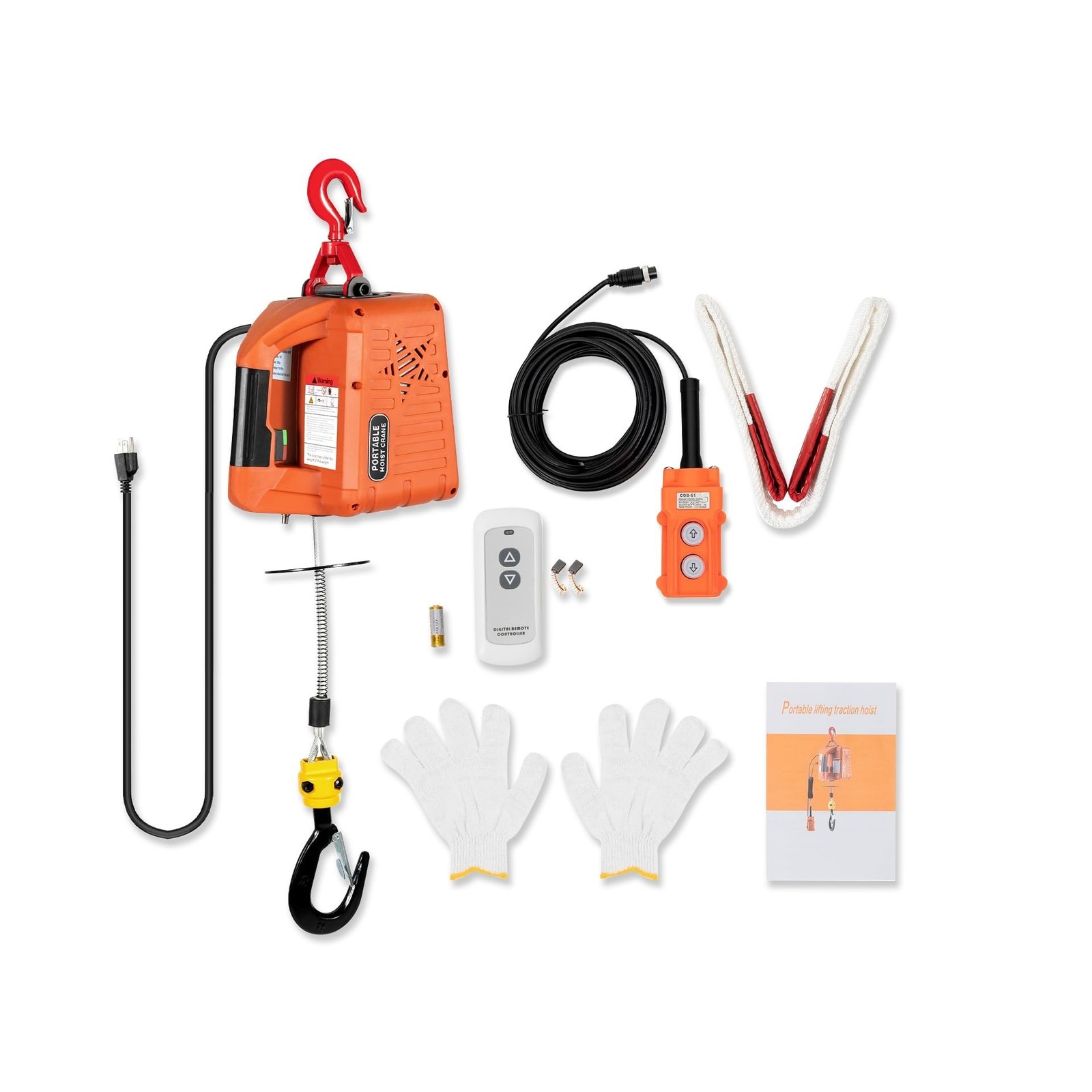 1100 lbs Electric Hoist Winch with Manual/Wired/Wireless Remote Control, 1500...