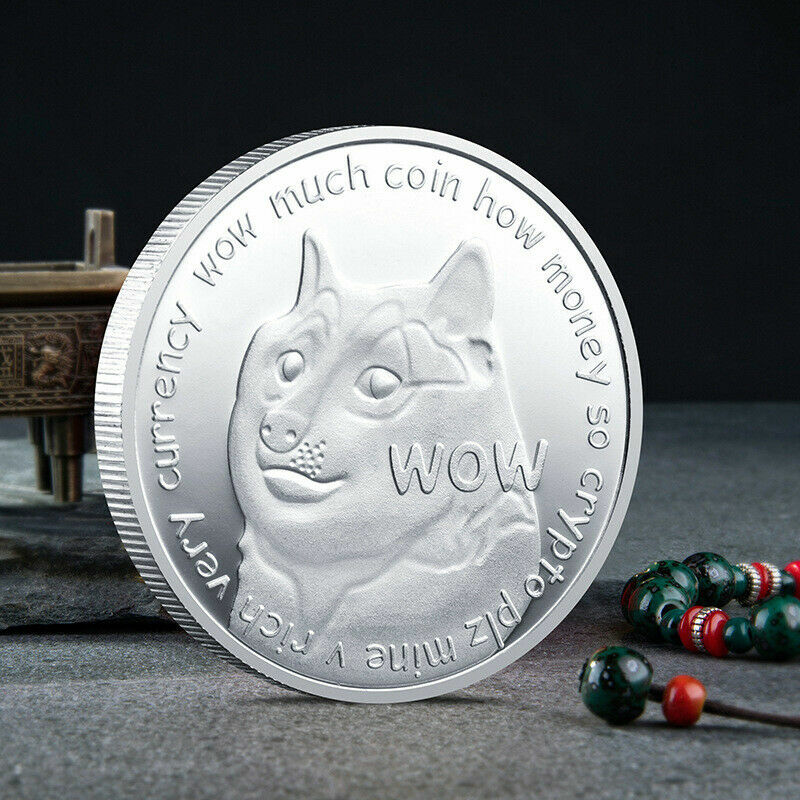 25 DogeCoin - CryptoCurrency Physical Silver Plated Coin - Shiba Inu!