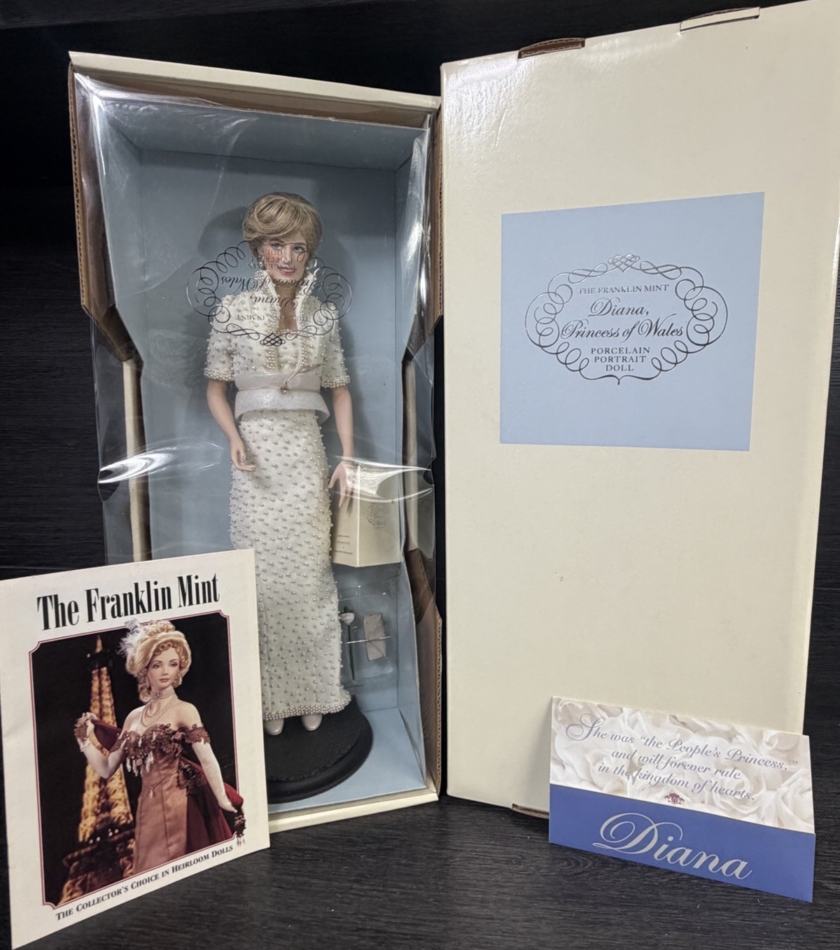 Princess Diana of Wales The Franklin Mint 17” Porcelain Doll CIB with Letter!