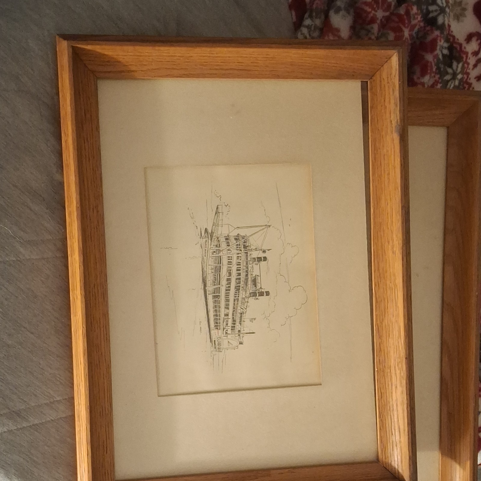 Tom Ward Island Queen Steamboat Original Drawing Signed Framed Art