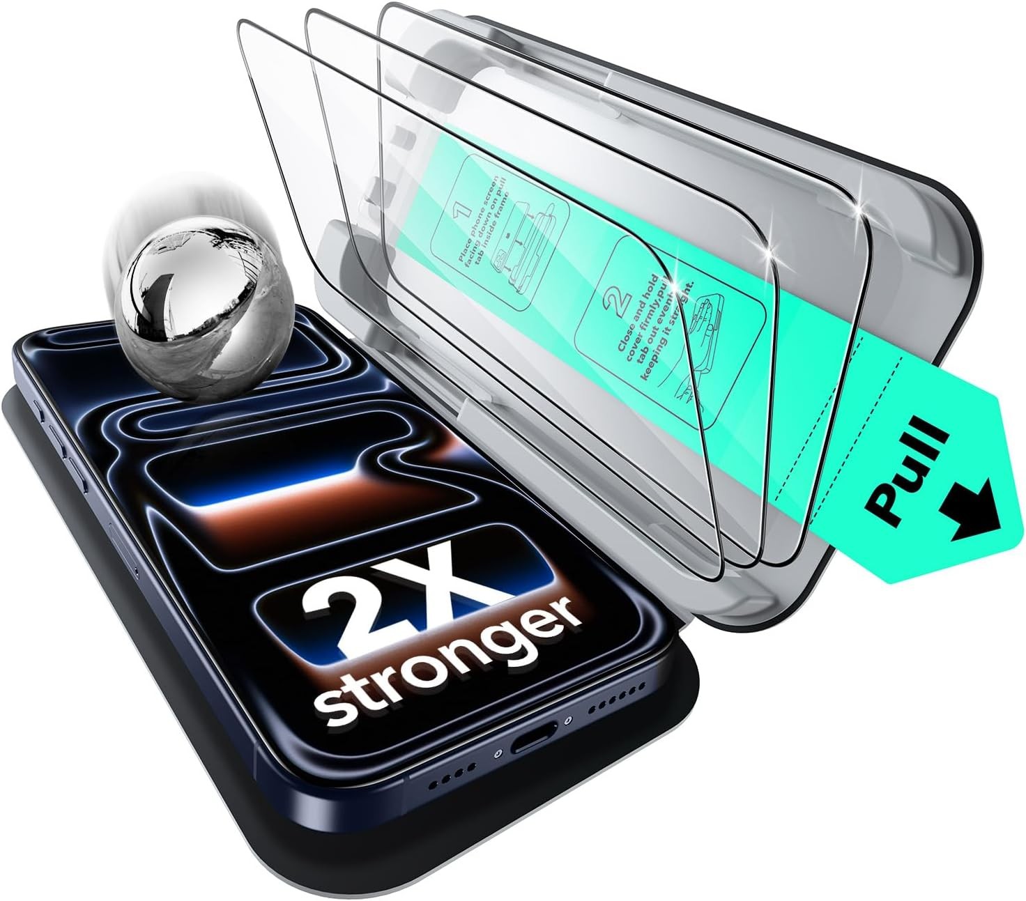 3 Pack for iPhone 17 Pro Max Screen Protector, Military-Grade, 9H Hardness & Ful