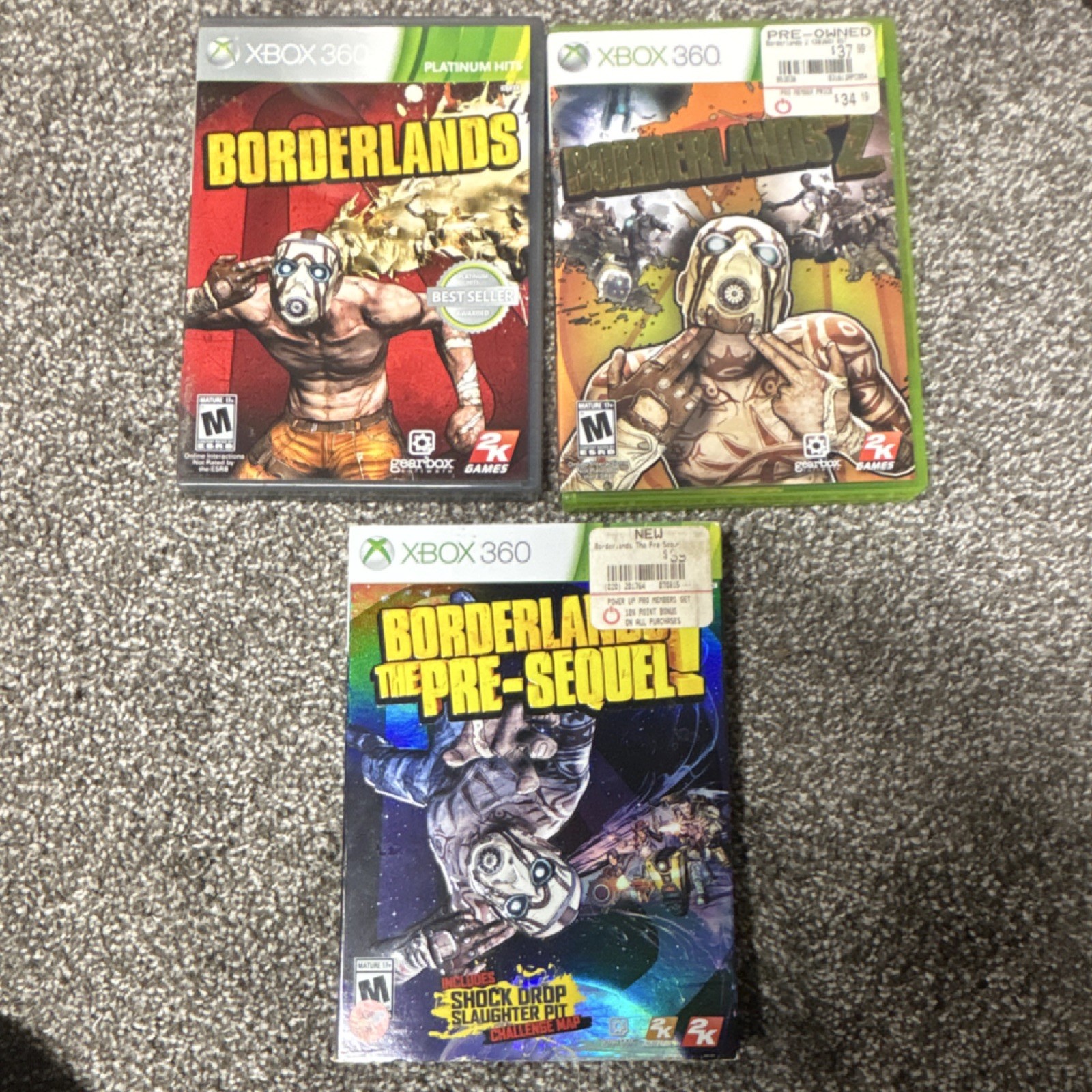 2K Games Borderlands Xbox 360 Lot: Borderlands, 2, Pre-Sequel w/ Cases